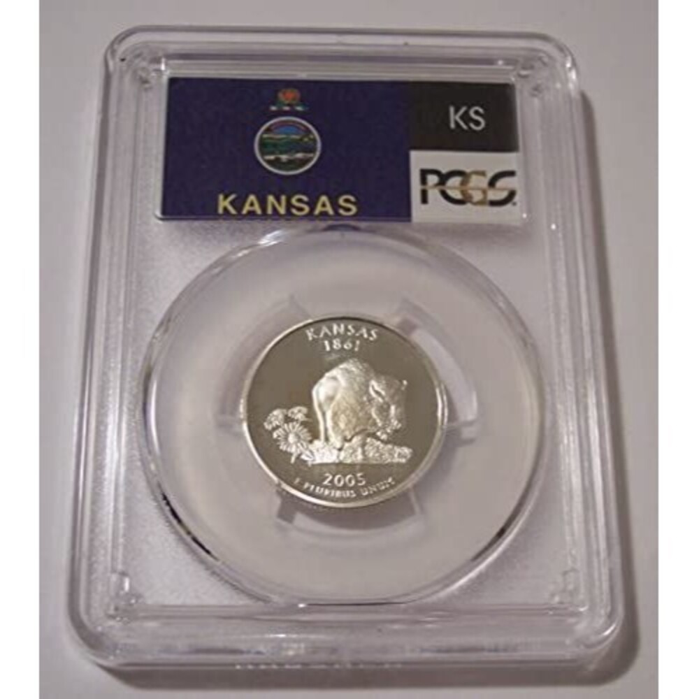 2005 S Silver Kansas State Quarter Proof PR69 DCAM PCGS Flag Label